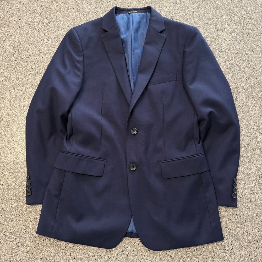Giorgio Fiorelli Blazer Coat Mens 38R Navy Blue Jacket Vented Two Button